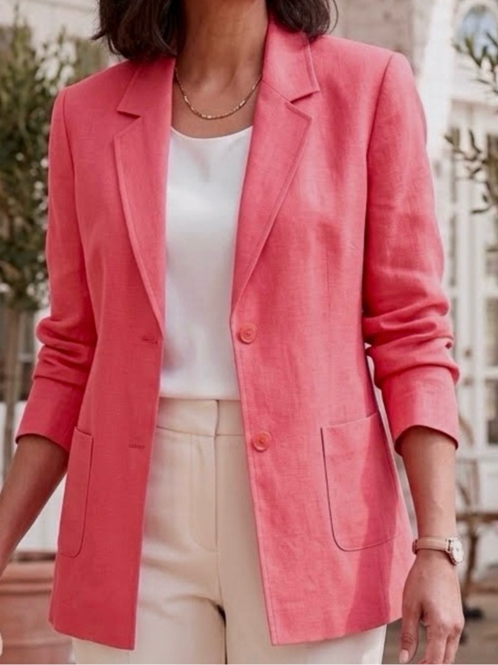 Draper's & Damon's Pink Linen Look Blazer Jacket NWT Petite XL PXL 80s 90s